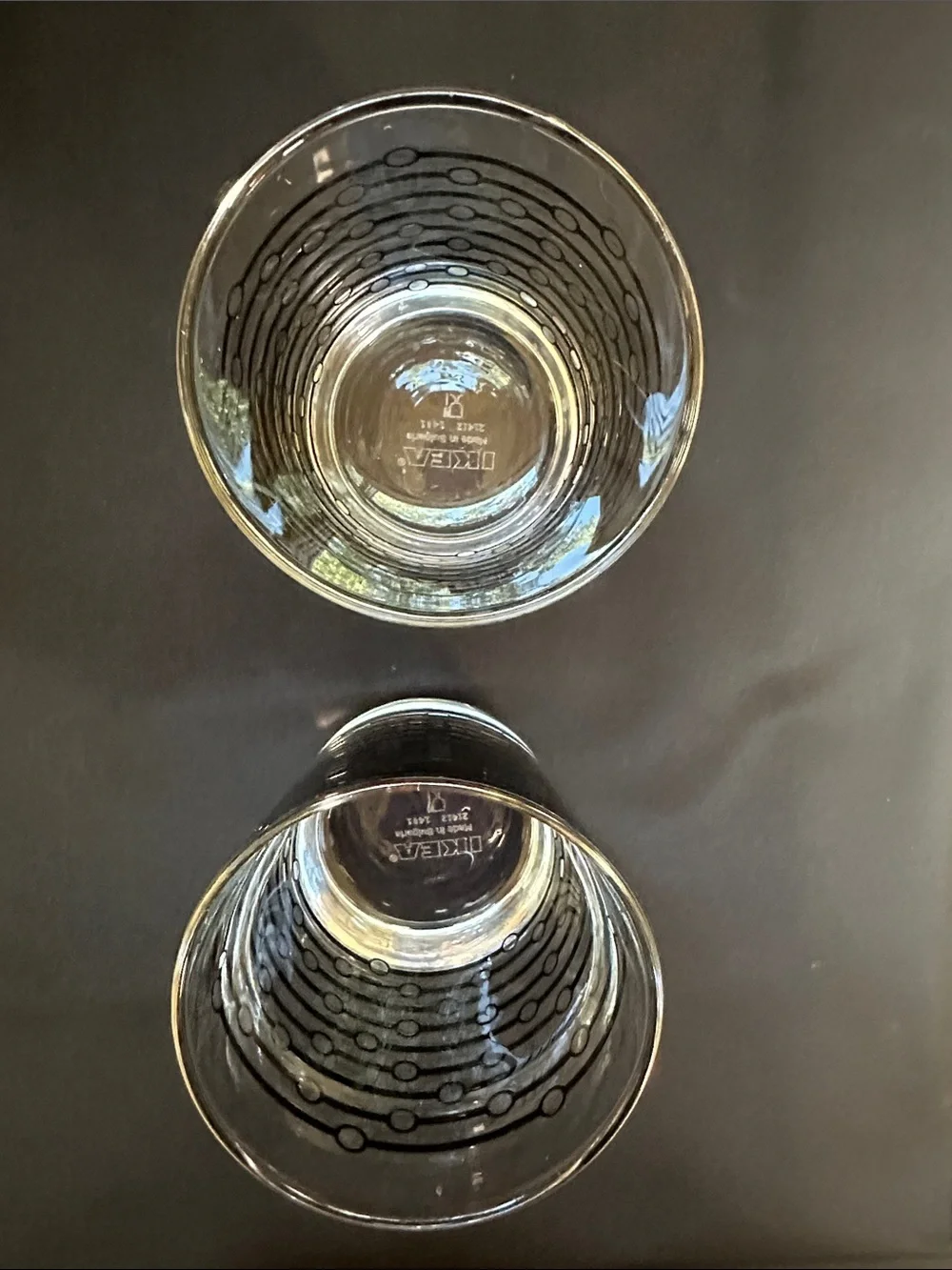 Set of 2 IKEA Space Age Lowball Tumblers Black and White Abstract Pattern 8 Oz